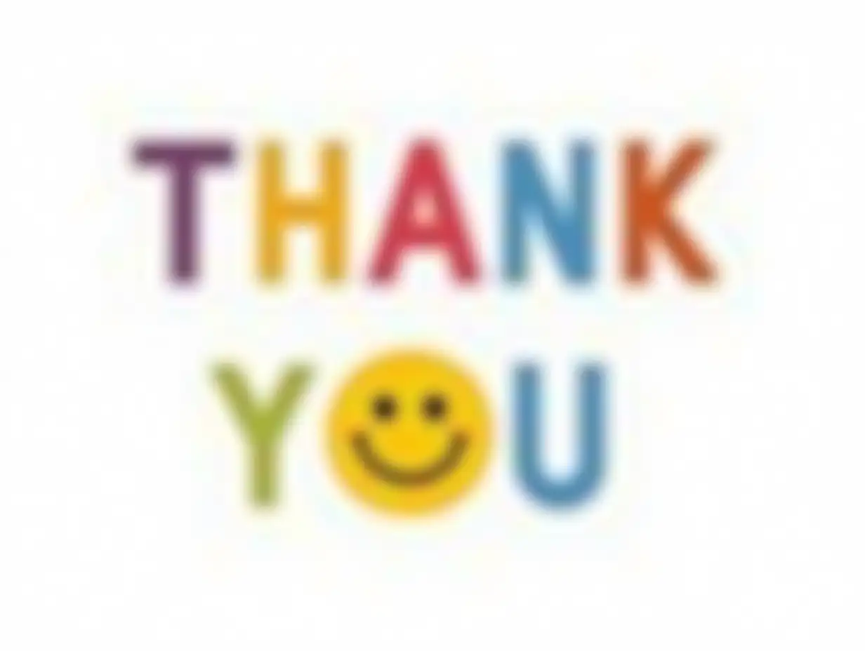 A image, with high quality, which was written as colorful THANK YOU with a smiling emoji, background can be white