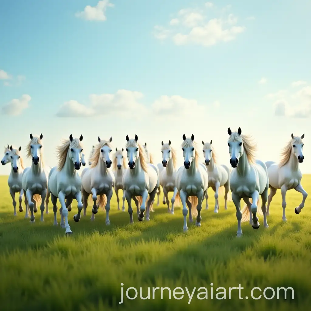 Twelve-Majestic-White-Horses-in-a-Sunlit-Meadow