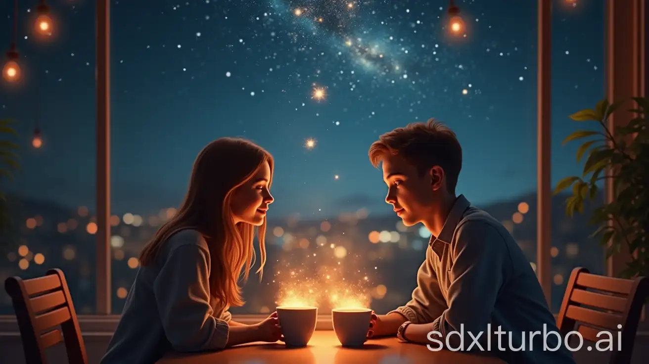 Romantic-Couple-Sharing-Coffee-with-Starry-Sky-Design