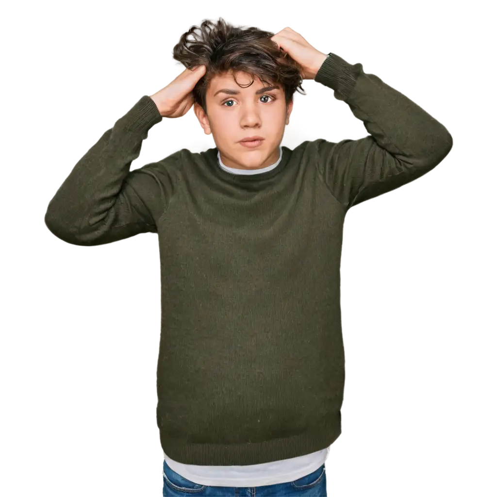 Stressed-Teenager-Caricature-PNG-A-Distressed-Boy-Pulling-His-Hair-Out-in-Expressive-Detail