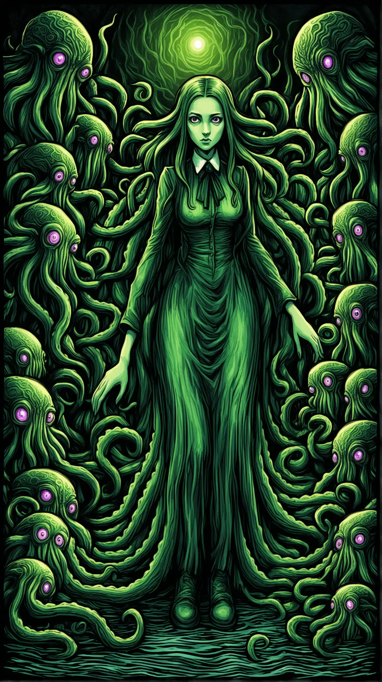 Gorgeous 25YearOld Woman in HP Lovecraft Style with Cthulhu Elements