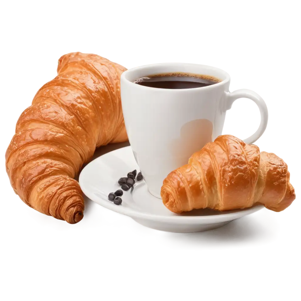 HighQuality-PNG-of-a-Cup-of-Hot-Coffee-and-Croissant-Perfect-for-Culinary-Designs