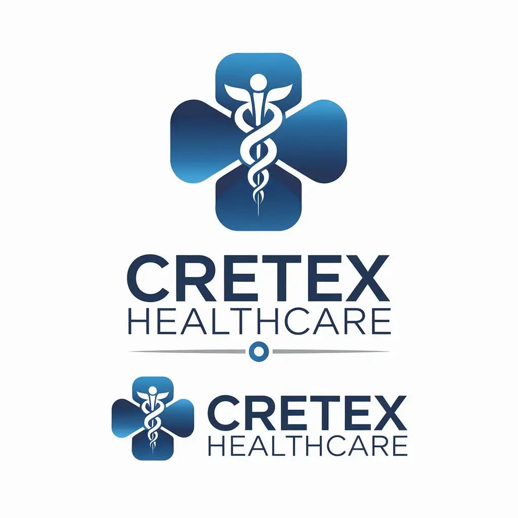 LOGO Design For Cretex Healthcare Clean Blue White Logo Symbolizing Medical Excellence