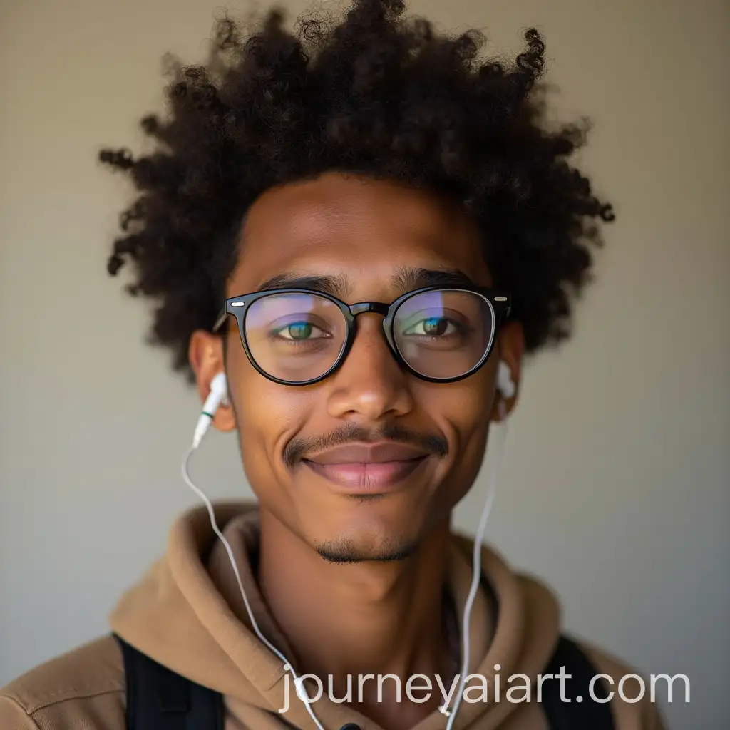 Portrait-of-18YearOld-Gen-Z-Indian-Wearing-Earphones-and-Glasses
