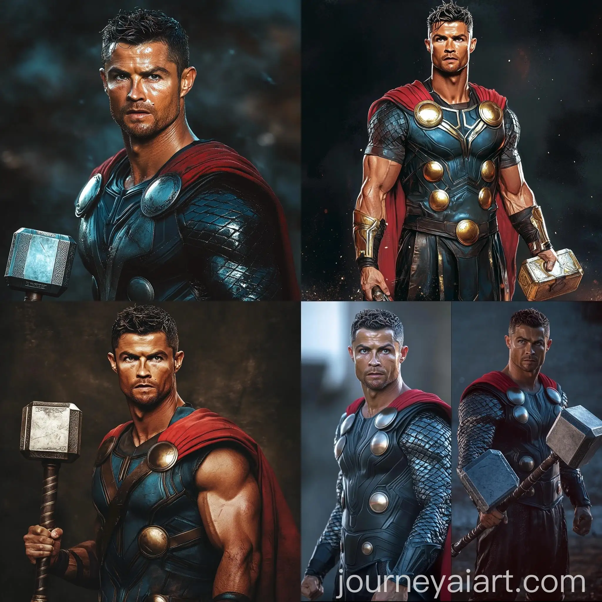 Ronaldo-in-Thor-Costume-with-Hammer-ToptoBottom-View