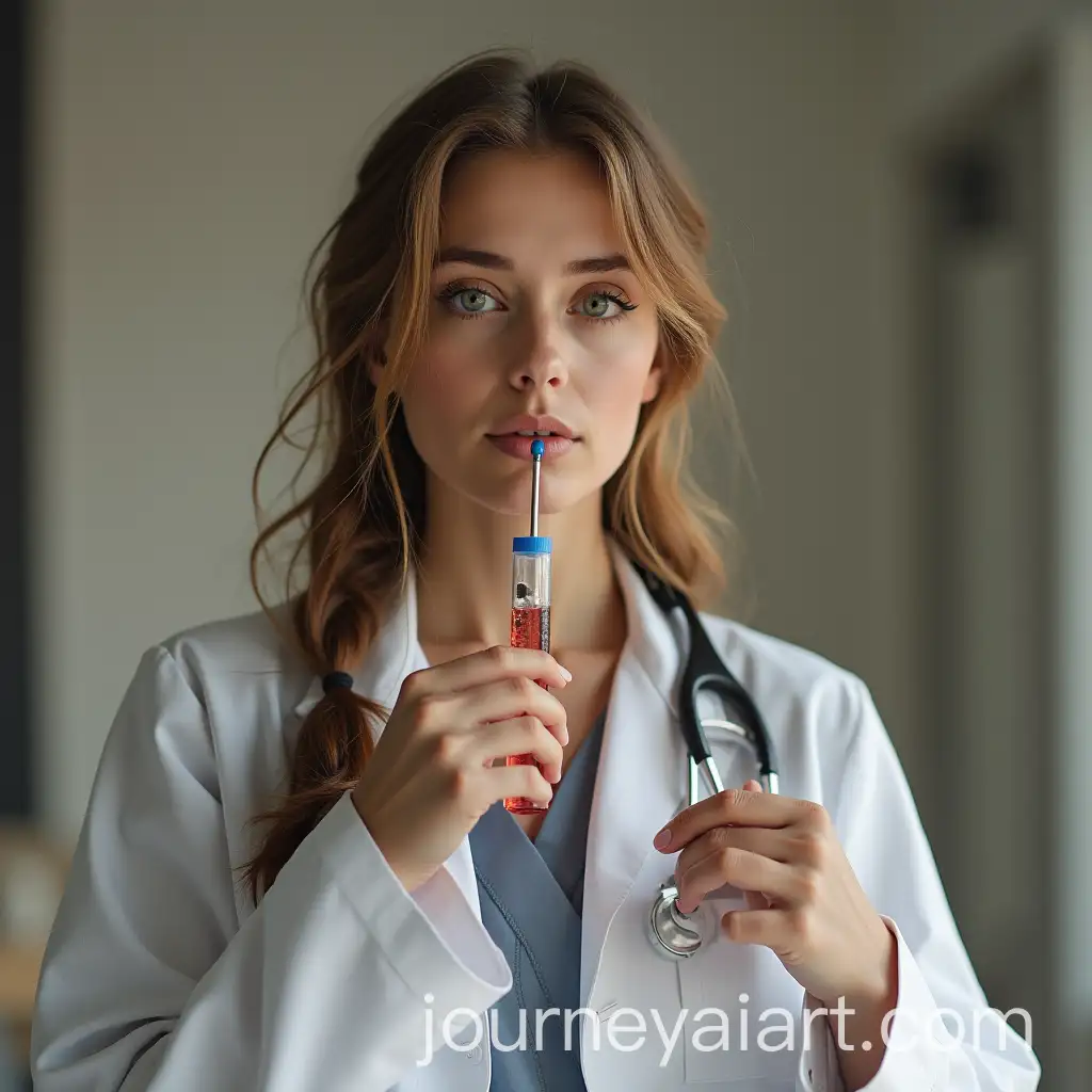 Girl-SelfMedicating-with-Medication-Bottle-in-CalmAI-Image-Prompt-Expansion-Environment