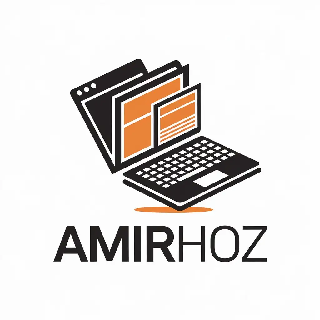 LOGO-Design-For-AMIRHOZ-Sleek-Laptop-Symbol-in-Internet-Industry