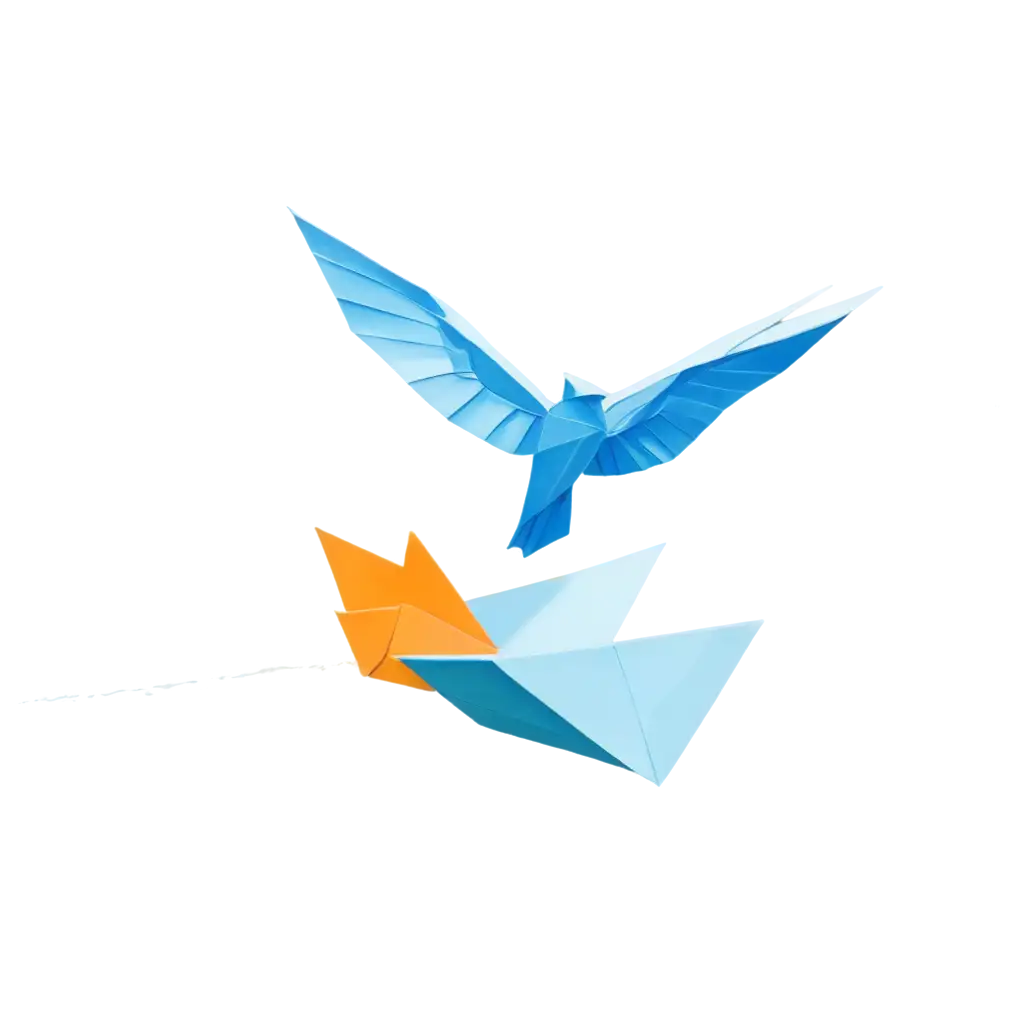 Origami-Blue-Bird-Flying-on-Container-Ship-PNG-Image-Artistic-Interpretation