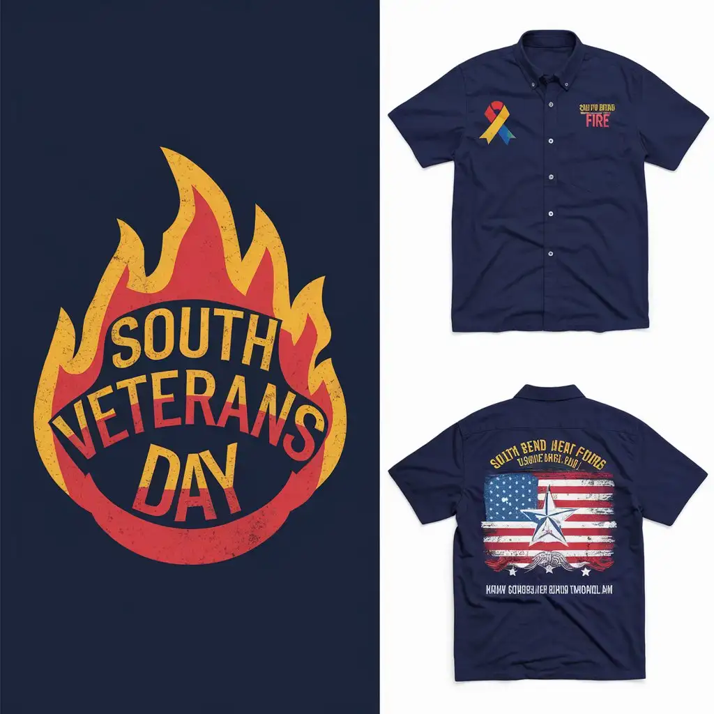 LOGO Design For South Bend Fire Navy Blue with Veterans Support Theme