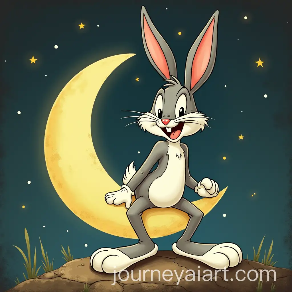 Vintage-Style-Bugs-Bunny-Sitting-on-the-Moon
