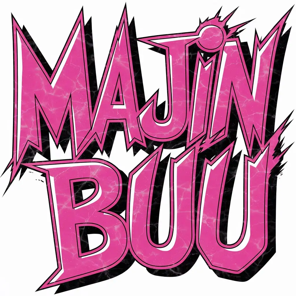 Bold-Manga-Typography-Design-for-Majin-Buu-with-Dynamic-Angles-and-Vibrant-Pink