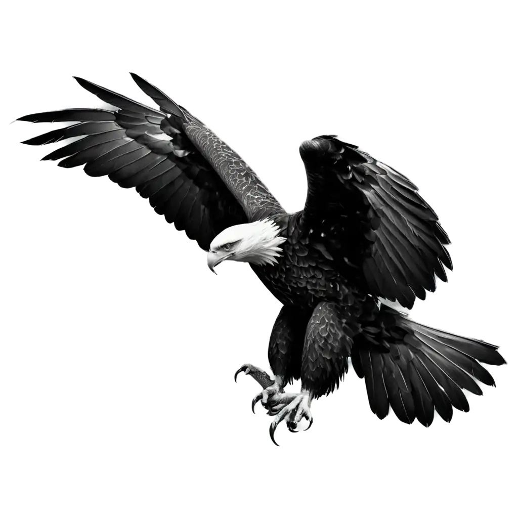 Eagle-Dancing-on-a-Storm-BW-Thin-Line-Art-PNG-Image