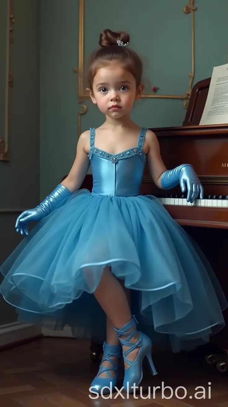 Adorable-11YearOld-Boy-in-Blue-Silk-Ballet-Dress-and-High-Heel-Boots-at-Piano