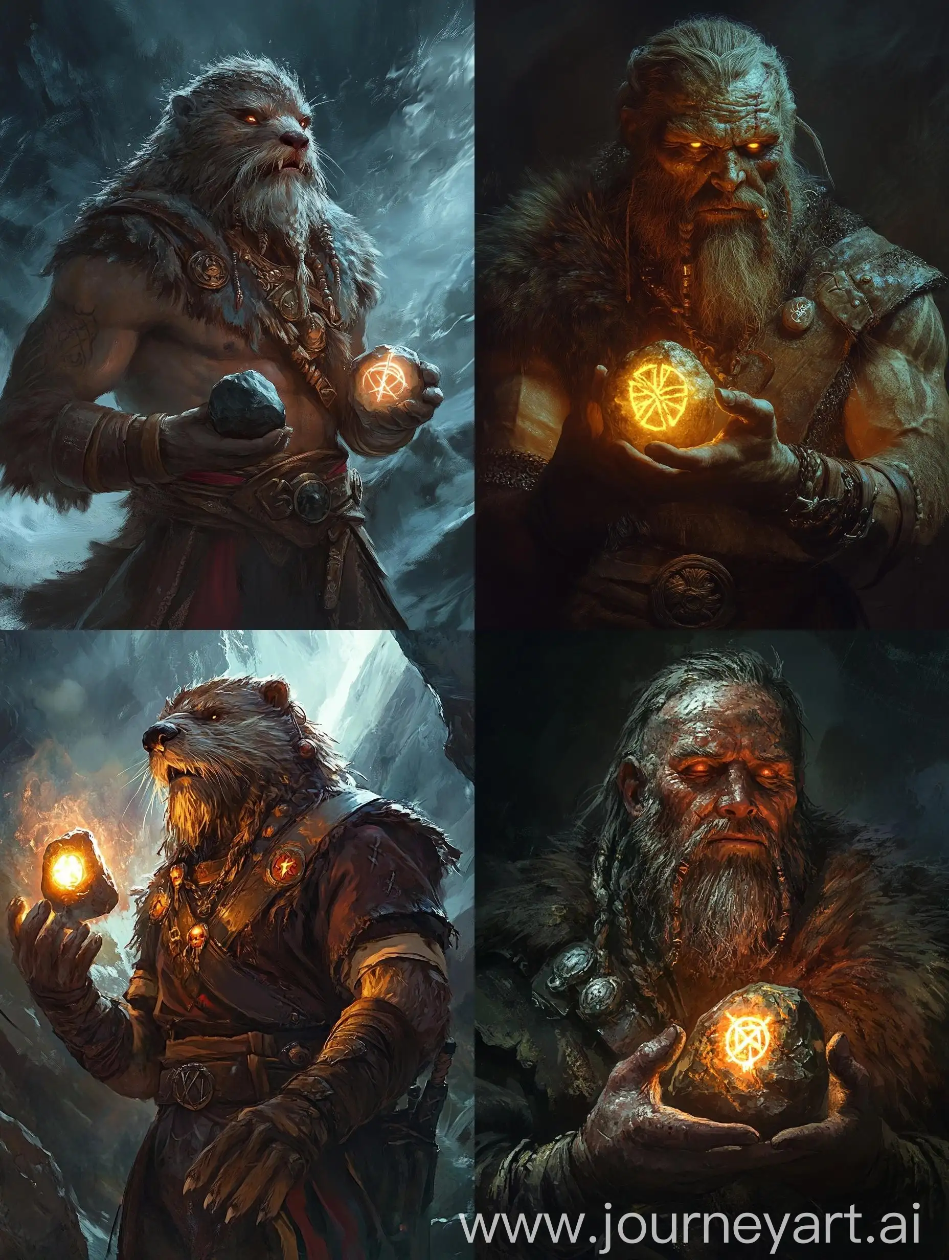 Barbarian-Man-with-Sea-Otter-Features-Holding-Glowing-Rune-Stone