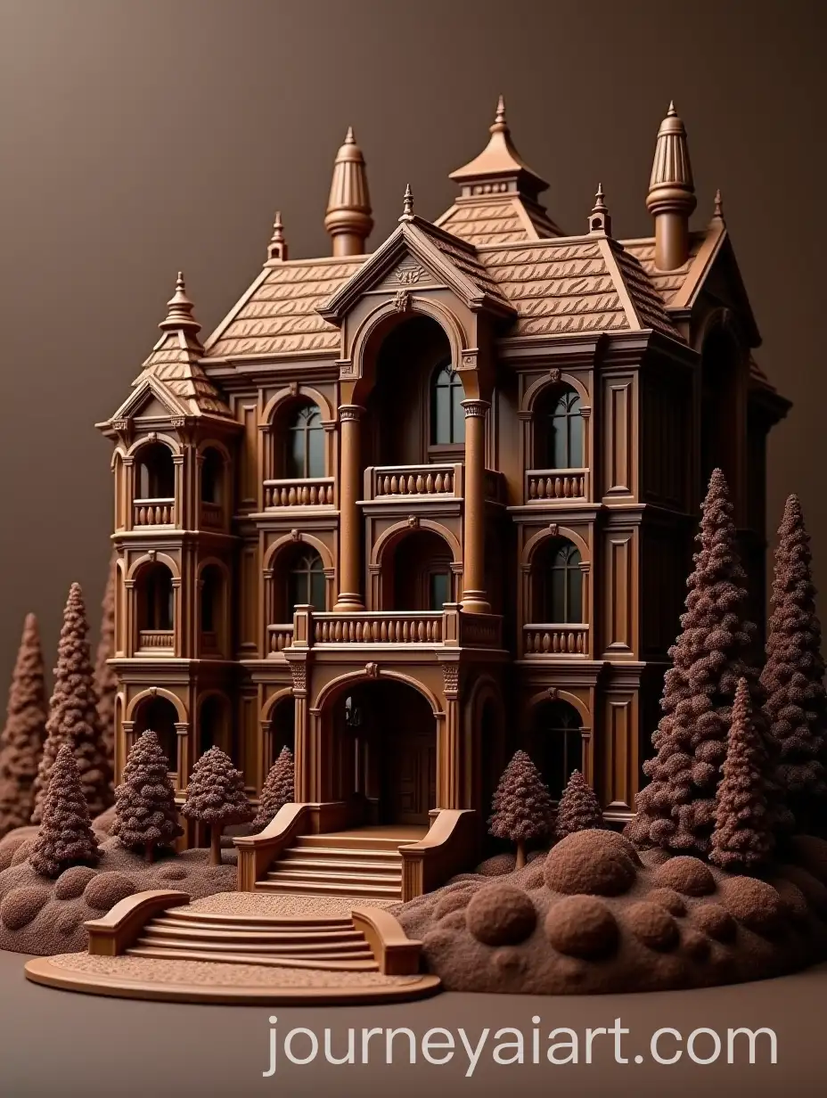 Luxurious-Chocolate-Mansion-with-Detailed-Architecture-and-Sculpted-Garden