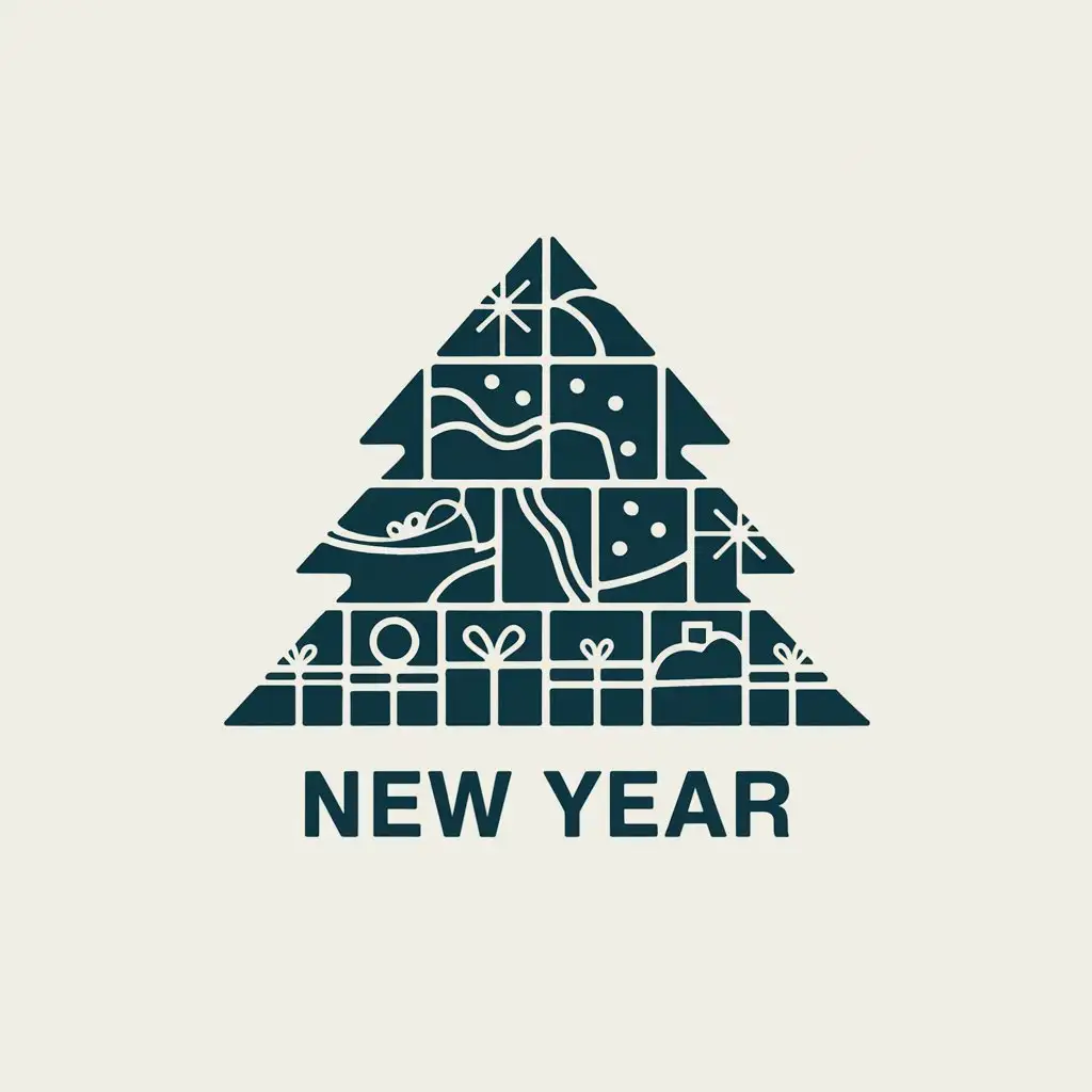 LOGO-Design-for-New-Year-Cosmetics-Advent-Calendar-Christmas-Tree-with-Gifts