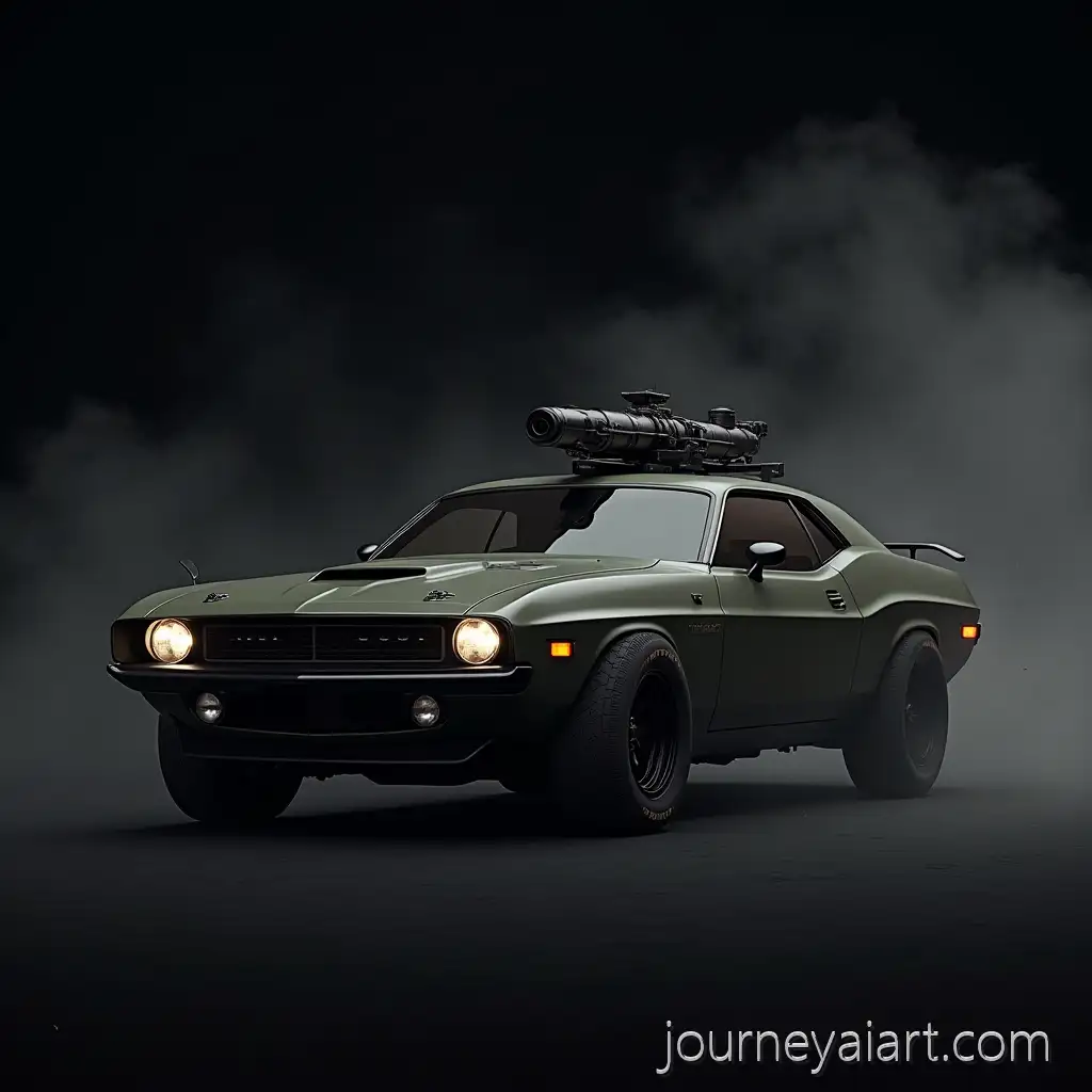 HyperRealistic-Military-Car-with-StarMilitary-car-with-starlinklink-on-Roof-in-Dark-Smoky-Background