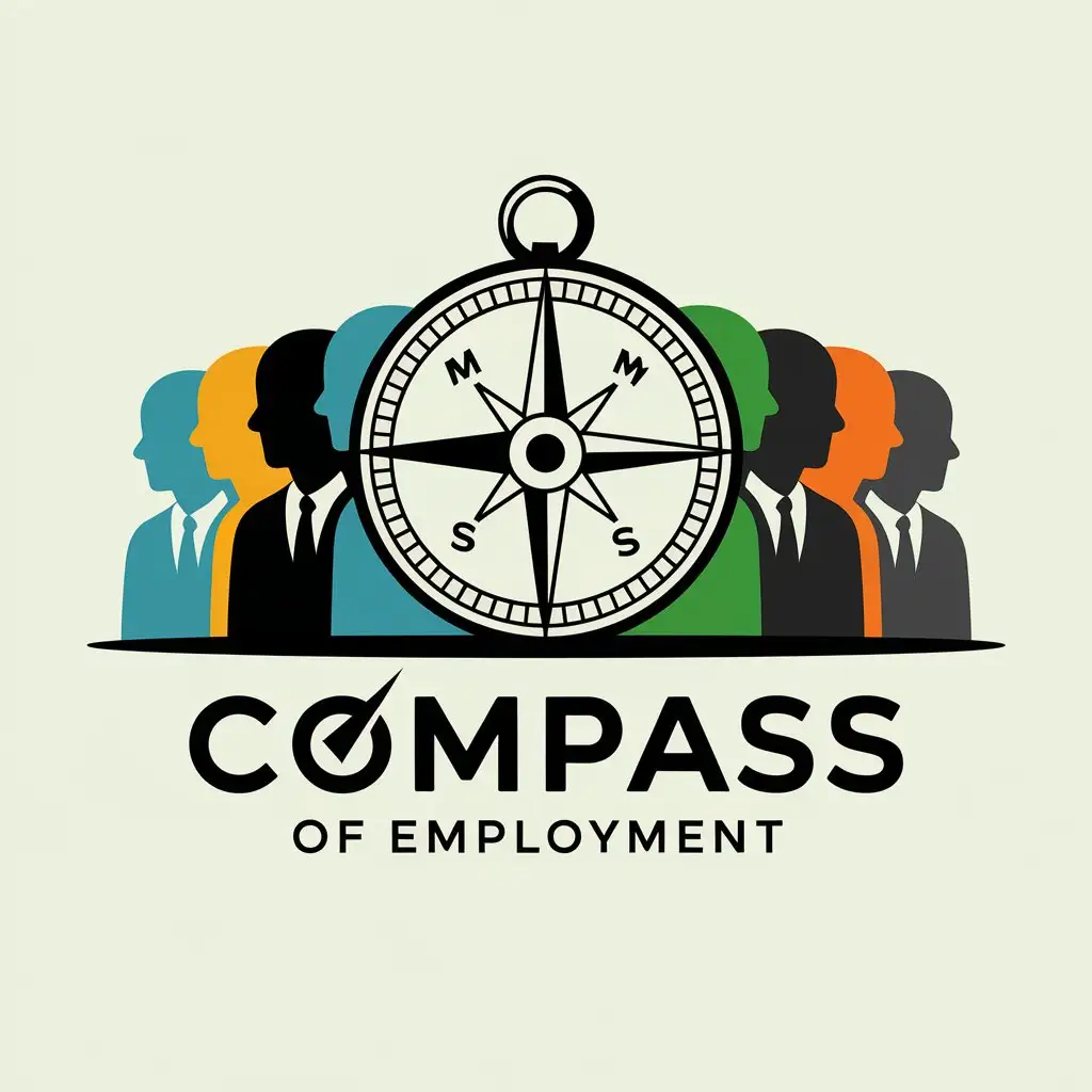 LOGO Design for Compass of Employment Vector Logo with Compass and Job SeekersRecruiters Symbol Moderate Style with Clear Background