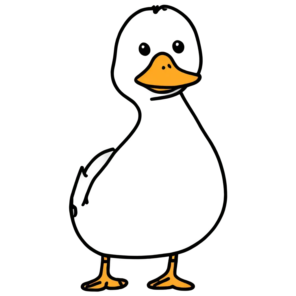 Stylish-Cartoon-Duck-PNG-with-Black-Outline-for-Enhanced-Clarity-and-Detail