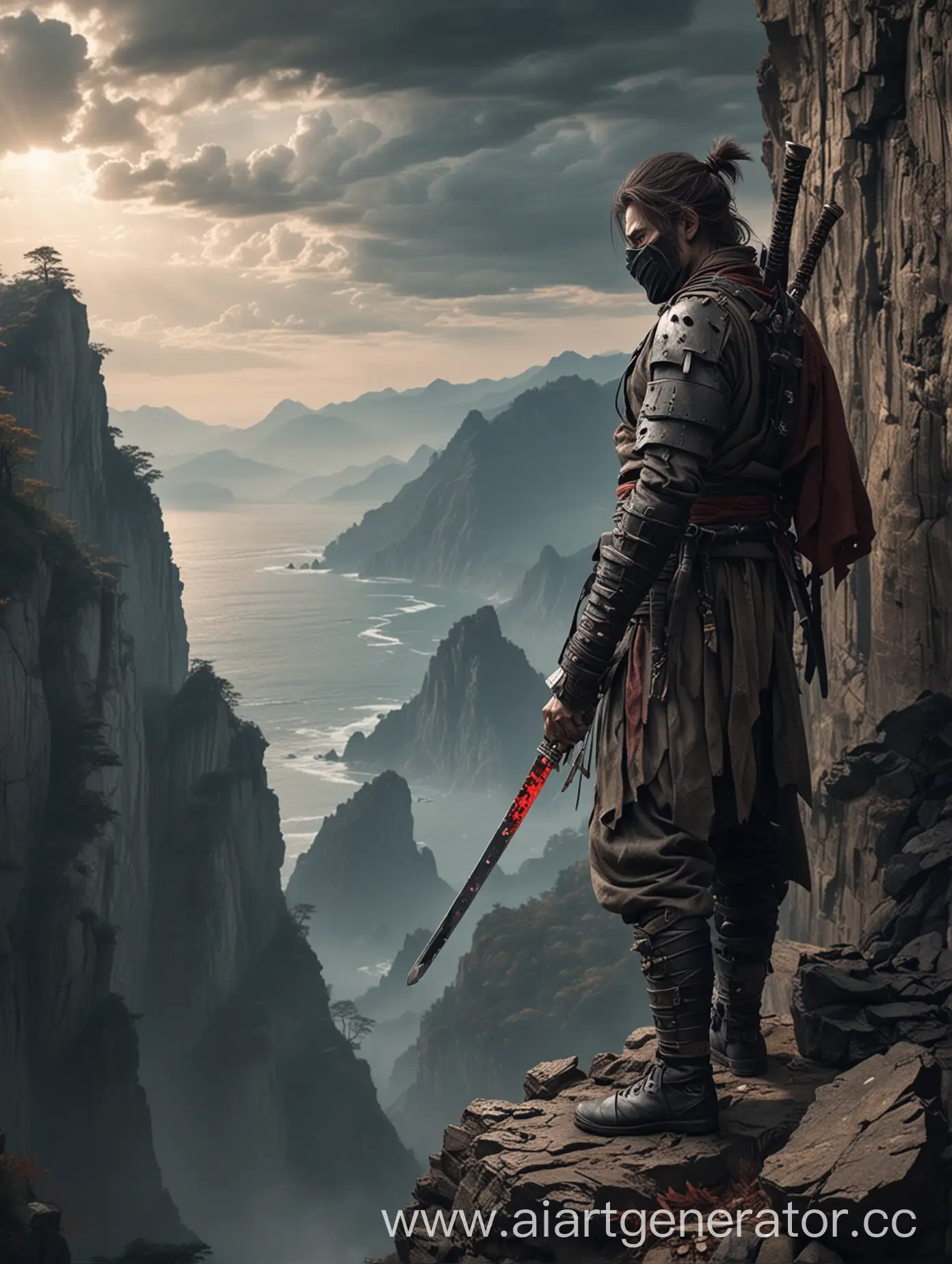 Mysterious-Hero-with-Katana-on-Cliff-Edge-at-Worlds-End