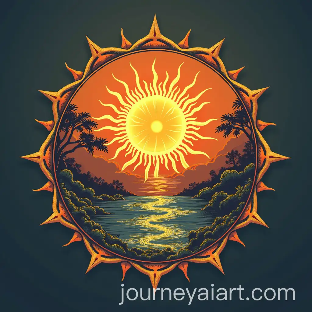 Vedic-Astrology-Logo-with-Sun-Ganga-Flow-and-Prosperity-Yantra