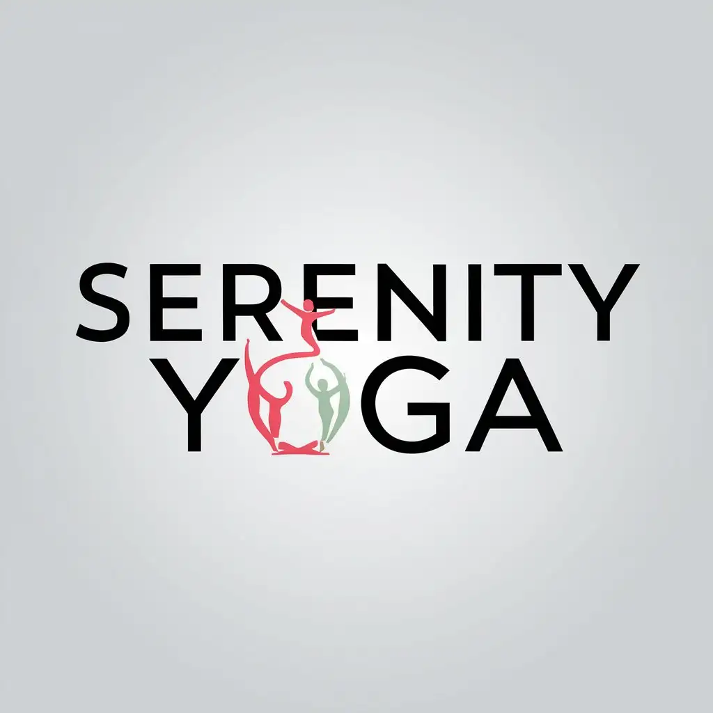 LOGO Design for Serenity Yoga Text Typography with Yoga Poses in Clear Background