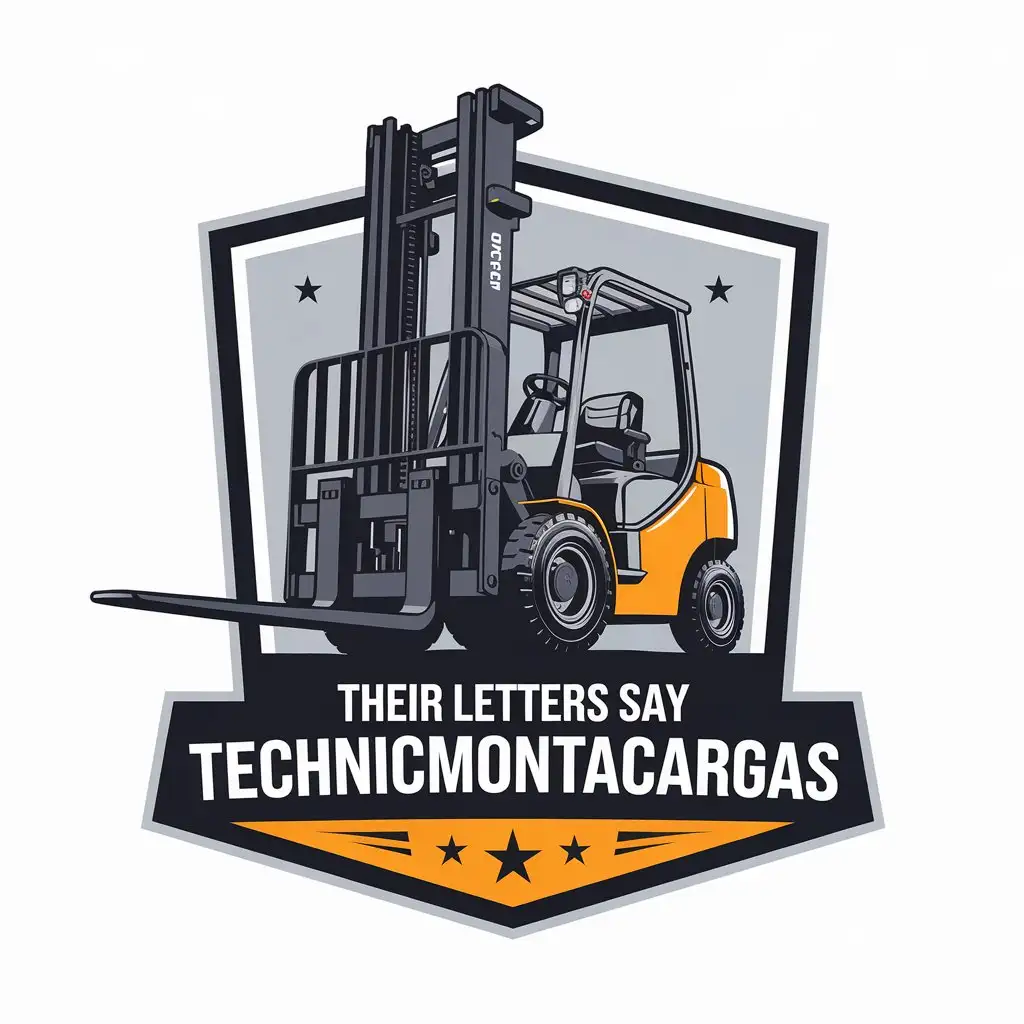 a vector logo design,with the text "their letters say technicmontacargas", main symbol:your main image should be an electric forklift,Moderate,be used in Construction industry,clear background