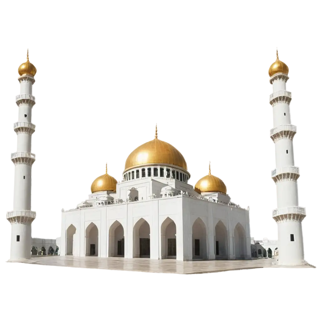 Magnificent-White-Mosque-with-Golden-Dome-PNG-HighQuality-Image-for-Versatile-Use