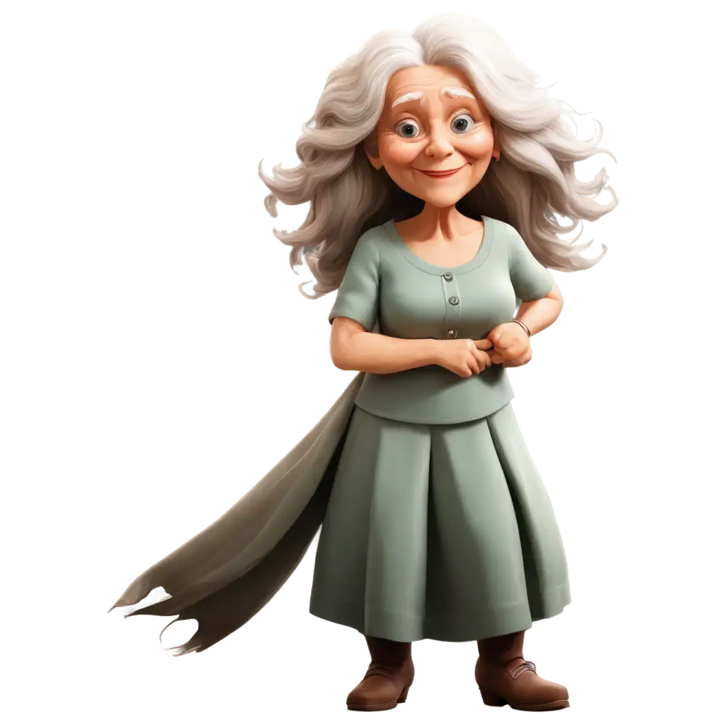 Adorable-Cartoon-Illustration-PNG-LongHaired-Old-Woman-Character-Design