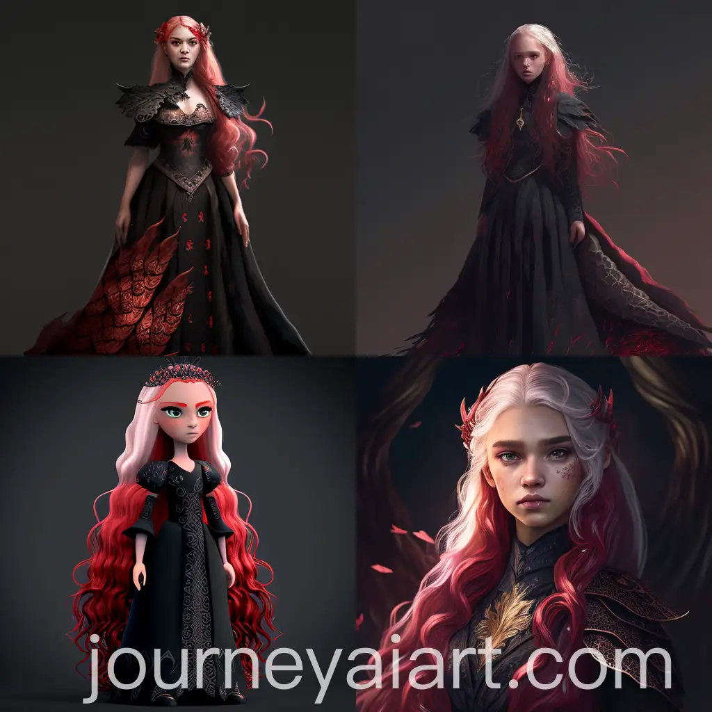 Beautiful-Targaryen-Princess-with-Long-Pink-Hair-and-Hazel-Eyes-in-Dragon-Scale-Dress