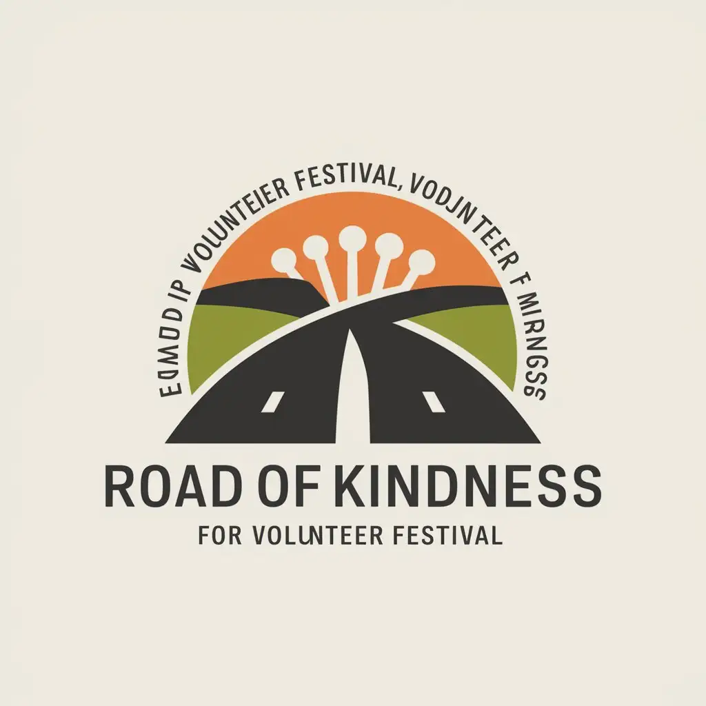 a vector logo design,with the text "created logo for volunteer festival «road of kindness». logo should be simple, memorable and reflect idea of kindness, help and compassion. use colors that associate with kindness and help, try to make logo positive and inspiring", main symbol:road,Moderate,clear background