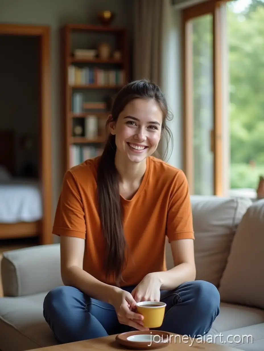 Young-Female-Scientist-in-Living-Room-with-Natural-Light-and-Coffee-Cup