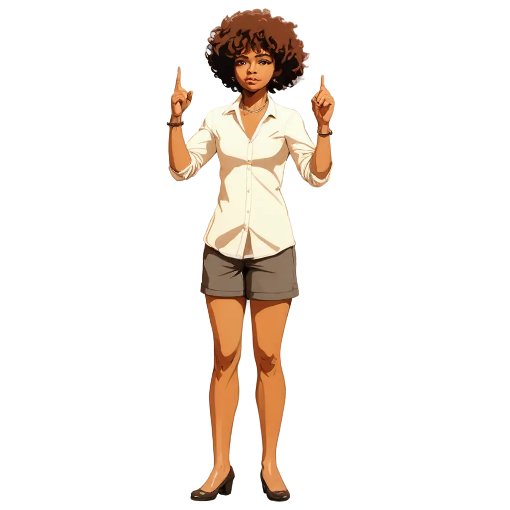 Full body Angela Davis anime style