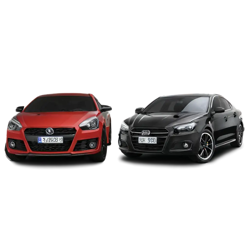 Two-Black-and-Red-Cars-PNG-Image-HighQuality-Transparent-Format-for-Versatile-Use