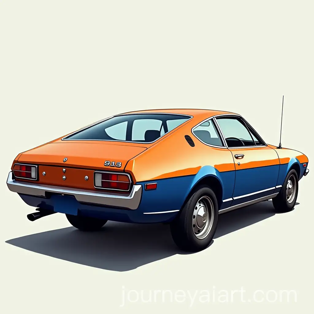 1974-Mitsubishi-Fastback-Coupe-with-1974-Toyota-Celica-Roof-in-Orange-and-Blue