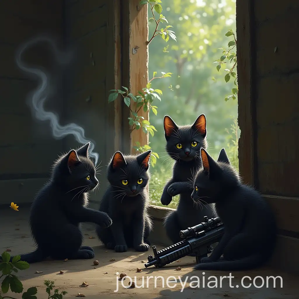 Kittens-as-Bandits-in-a-Hideout-with-Weapons