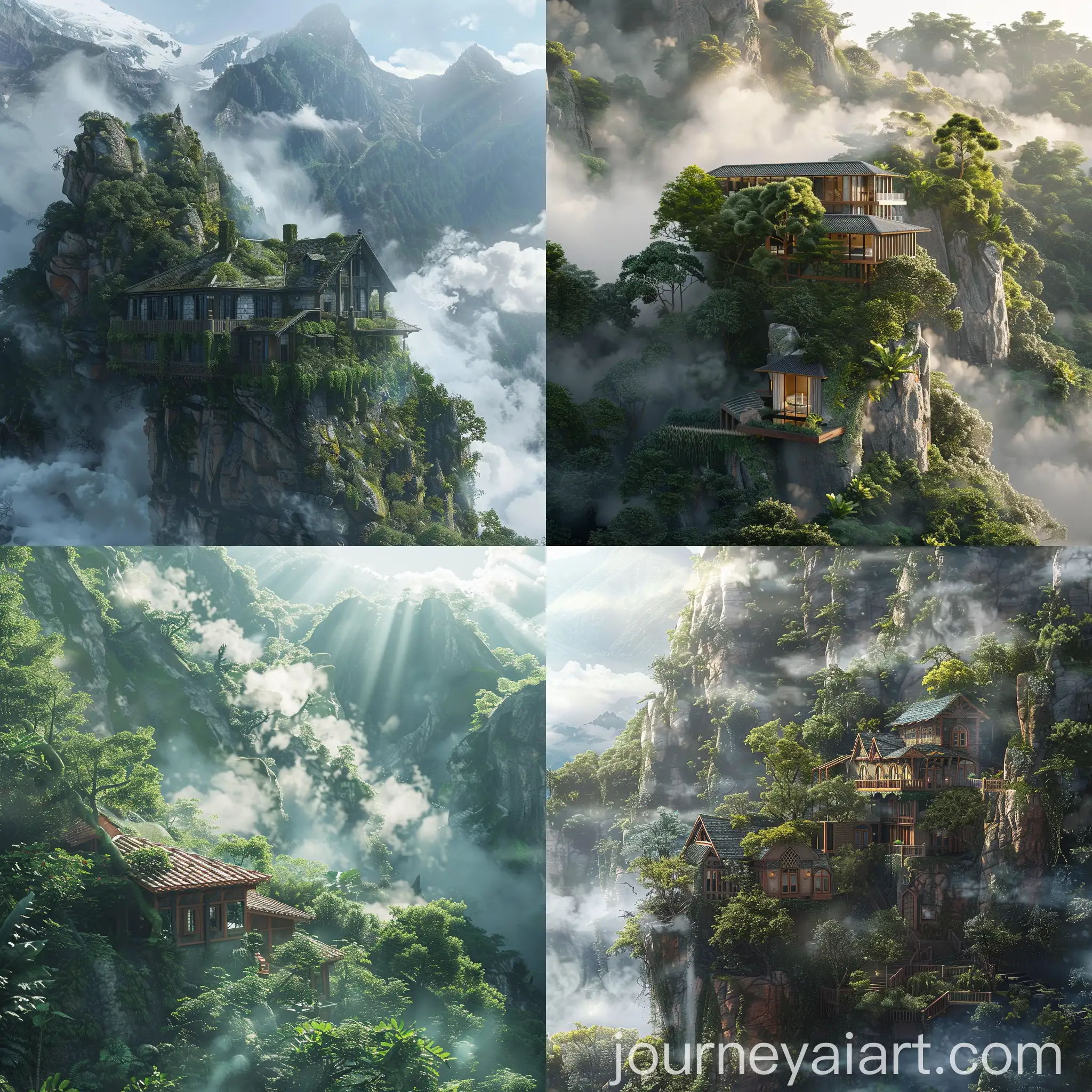 Serene-Mountain-House-Amid-Misty-Clouds-and-Lush-Greenery