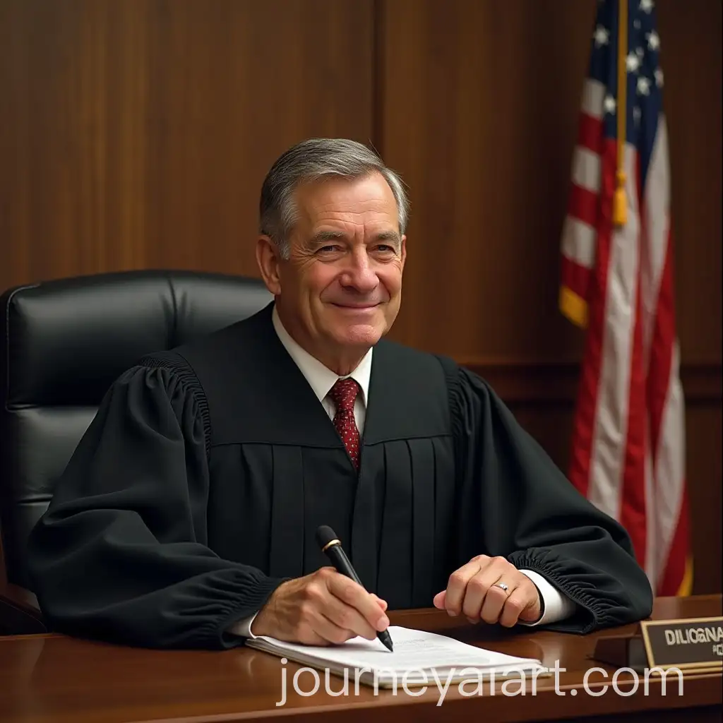 American-Judge-Smirking-at-Plaintiffs-Argument-in-Court