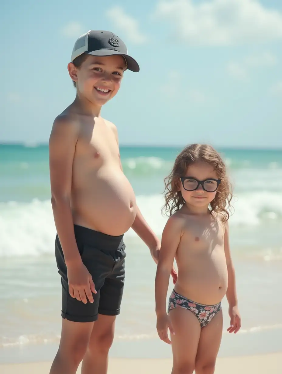 Young-Girl-with-Big-Glasses-and-Surfer-Style-at-the-Beach-with-Bloated-Belly