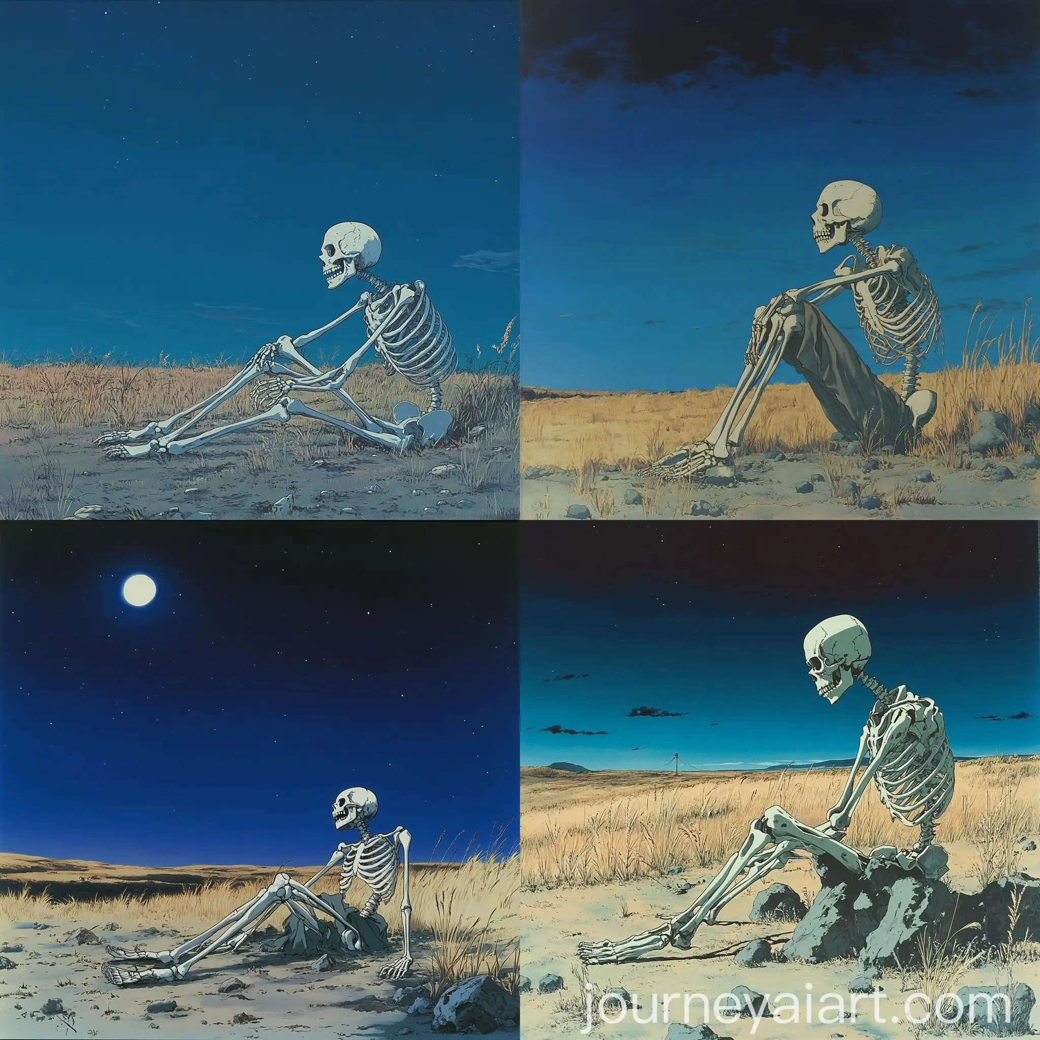 Defeated-Skeleton-in-a-Moonlit-Grass-Field-A-Tetsuo-Hara-Inspired-Anime-Scene
