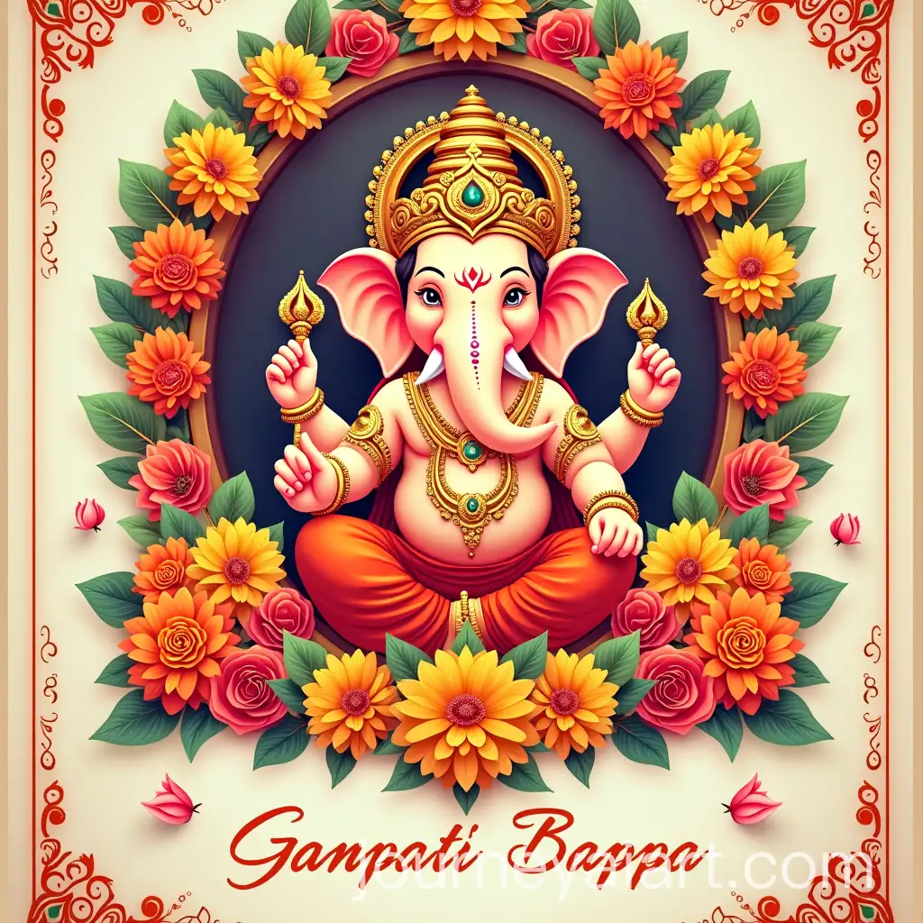 Ganpati-Bappa-Invitation-Card-with-Vibrant-Floral-Decorations