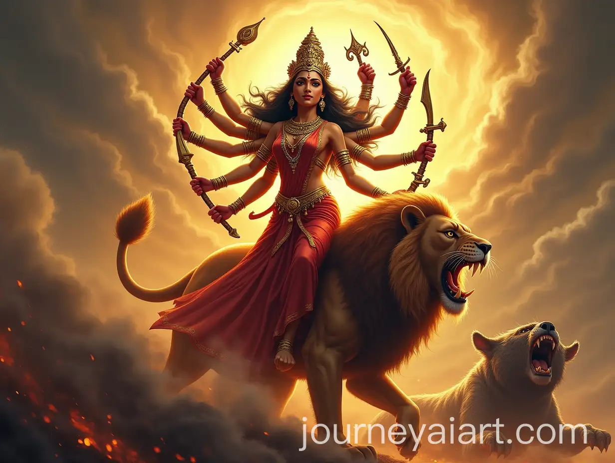 Maa-Durga-in-Battle-withAI-Image-Prompt-Expansion-Ten-Arms-and-Divine-Weapons