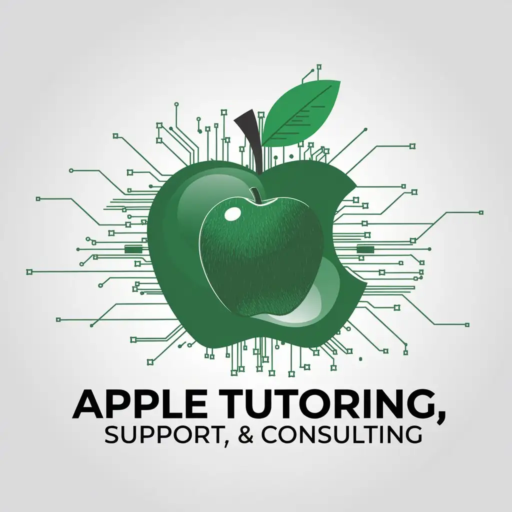 LOGO Design For Apple Tutoring Support Consulting Green Apple Symbolizing Technology and Creativity