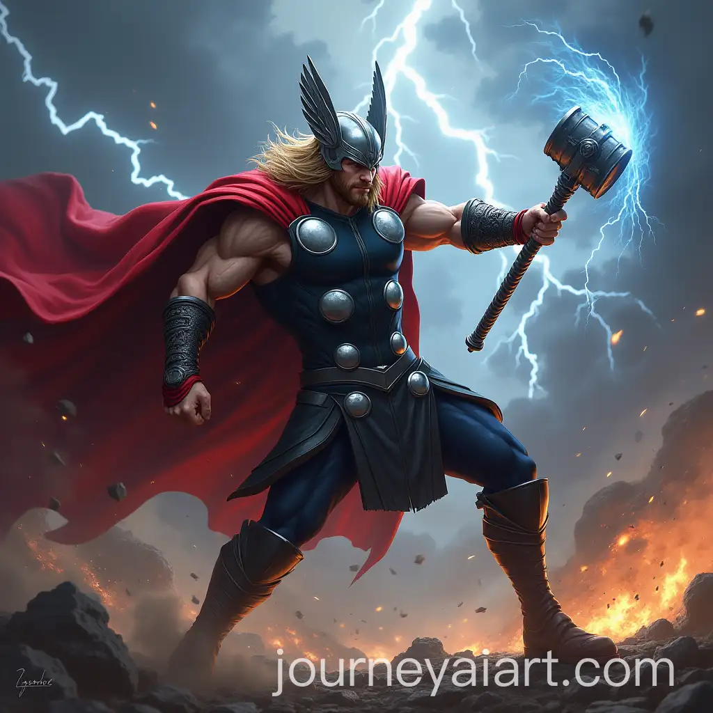 Thor-Wielding-Mjolnir-in-a-Thunderous-Battle-Scene