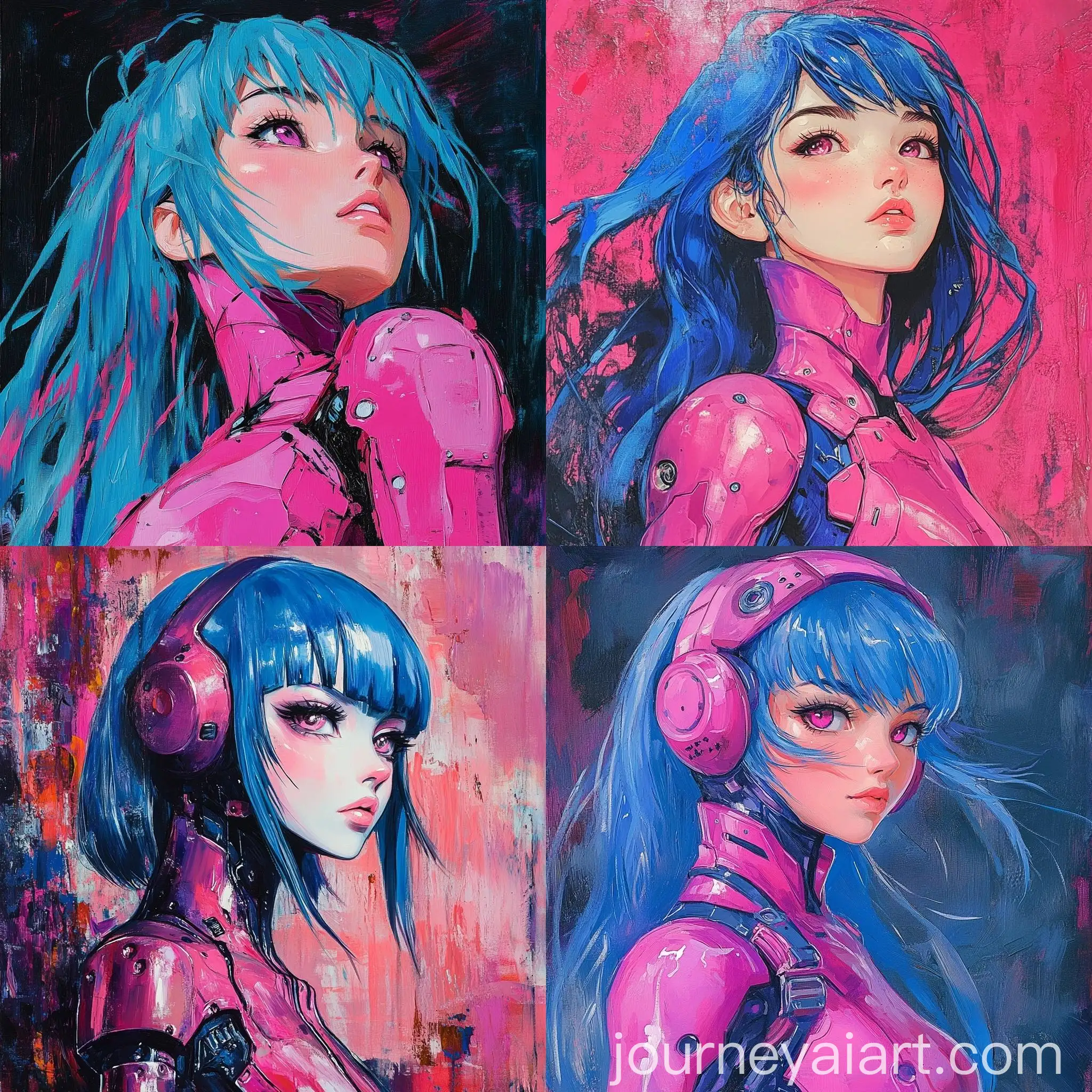 Futuristic-Elegant-Girl-in-Fuchsia-Pink-Metallic-Body-Armor