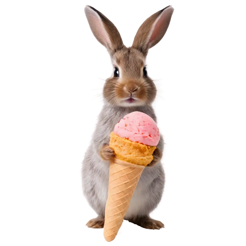 Rabbit eating ice cream