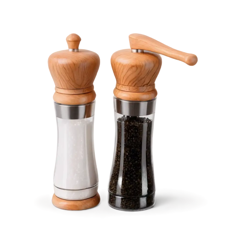 Realistic-Salt-and-Pepper-Mill-Composition-PNG-Elevate-Your-Culinary-Designs