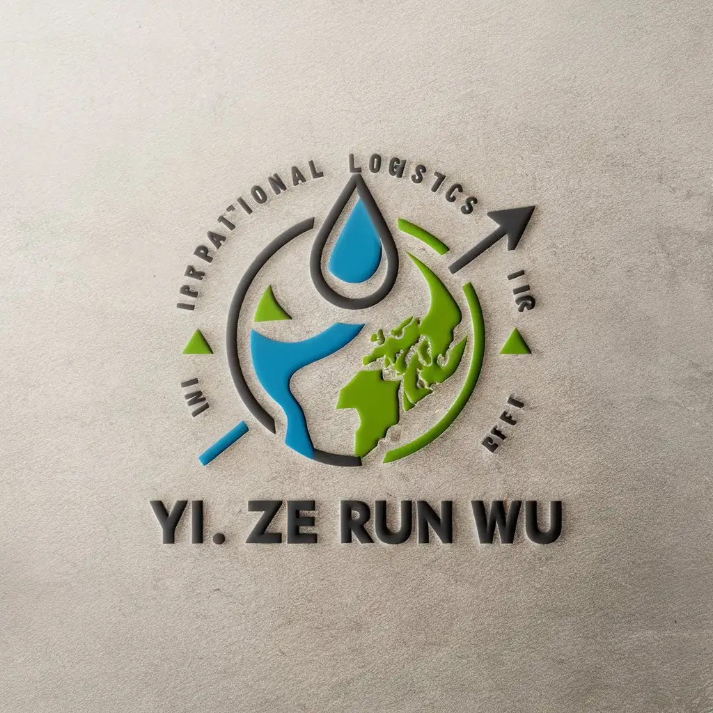 LOGO-Design-For-Yi-Ze-Run-Wu-Earthy-Tones-with-Water-Droplet-and-Arrow-Motif