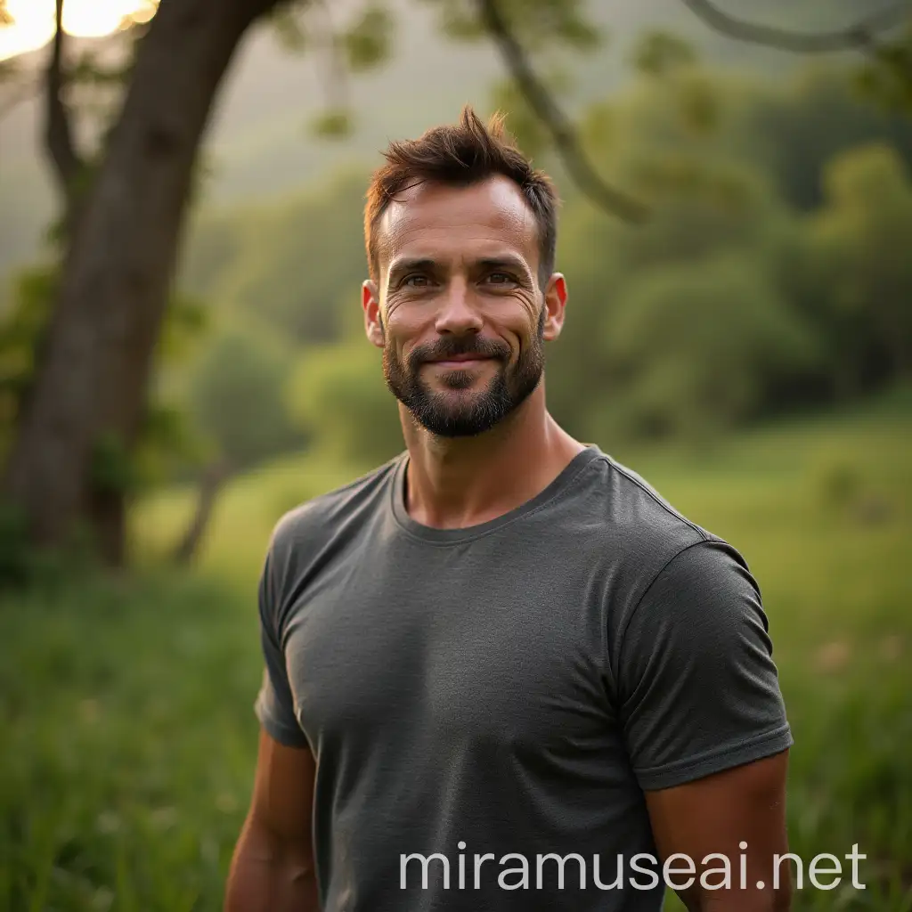 Strong Male Facilitator Coaching in Serene Natural Setting