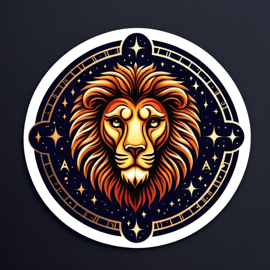 Leo Astrological Sign Sticker Majestic Lion in Celestial Design